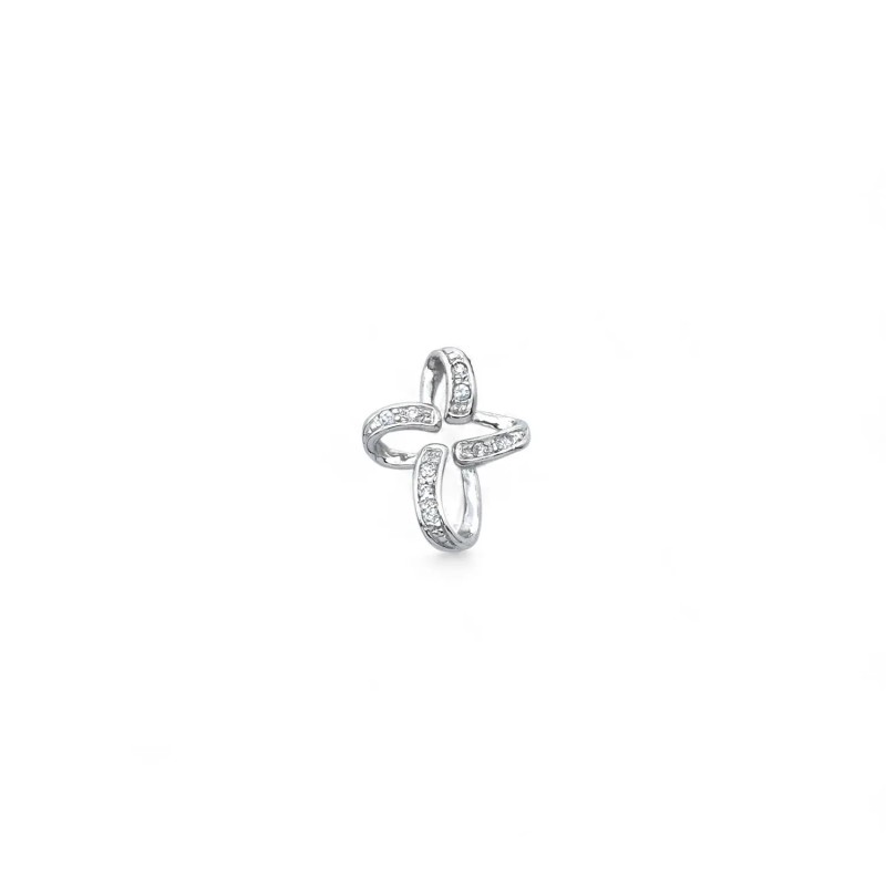 Ciondolo Croce Stilizzata Oro Bianco 18kt con Zirconi | 2cm