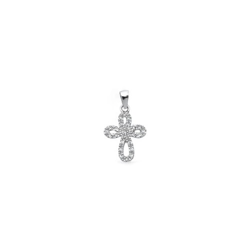 Ciondolo Croce a Pavé Oro Bianco 18kt | 2,5cm