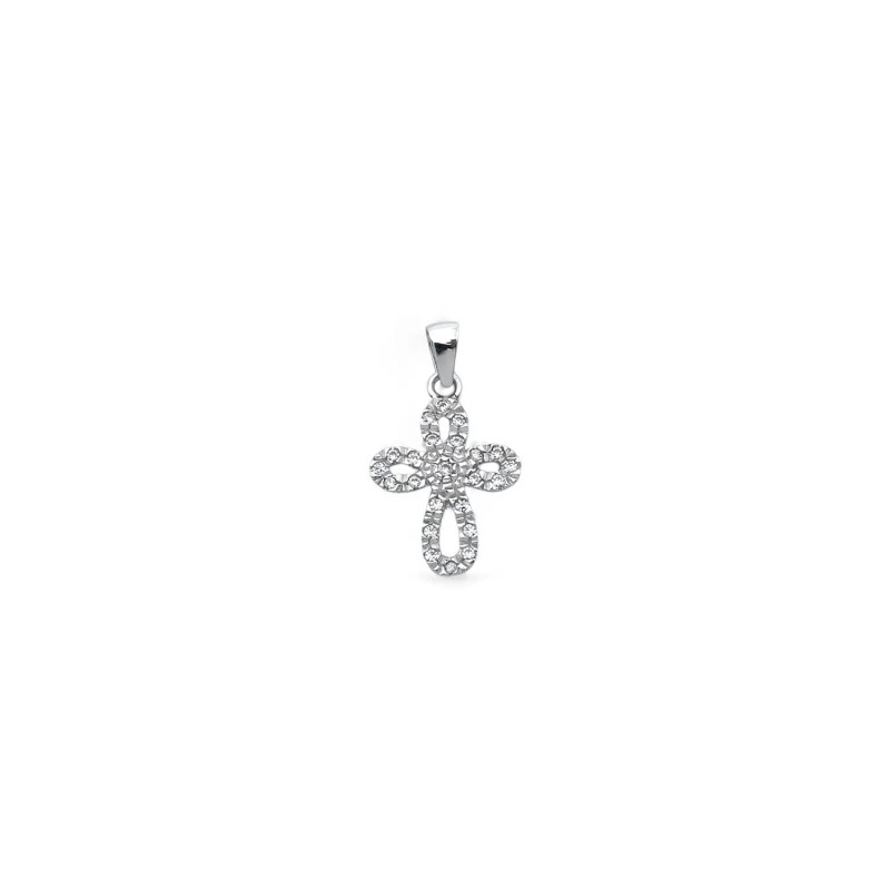 Ciondolo Croce a Pavé Oro Bianco 18kt | 2,5cm