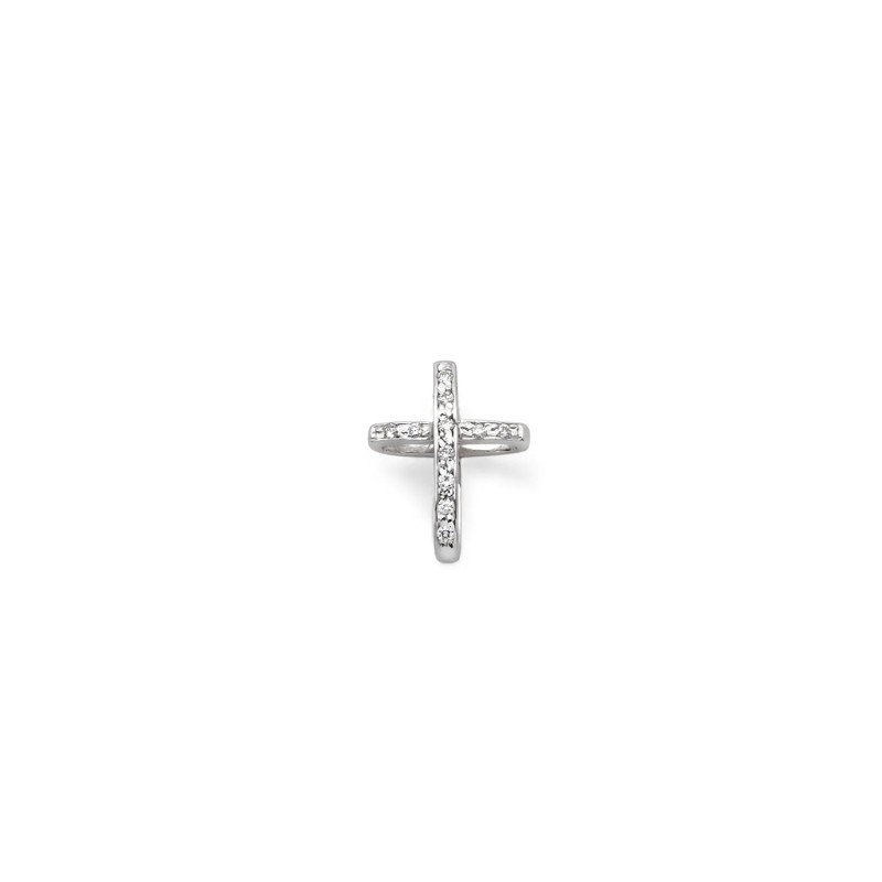 Kreuzanhänger aus 18 Karat Weißgold mit Zirkoniarand | 2,5 cm
