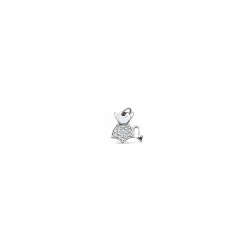 Ciondolo Diavoletto Pavé Zirconi Oro Bianco 18kt | 1,5cm