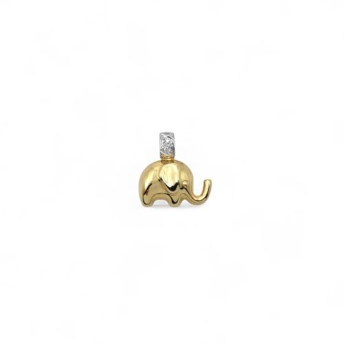 Ciondolo Elefantino Oro Giallo e Bianco 18kt Zirconi | 2cm