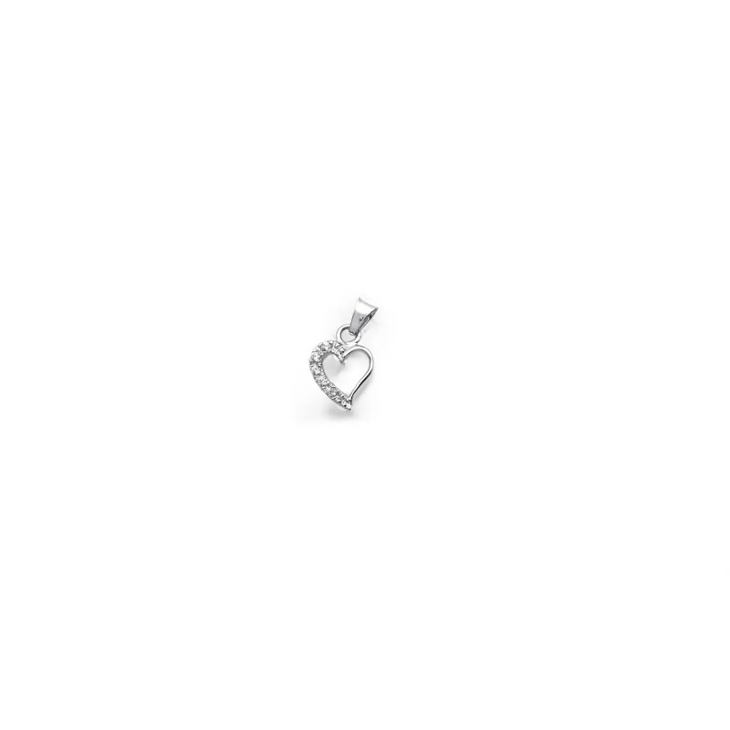 Ciondolo Cuore Oro Bianco 18kt con Zirconi | 1,5cm