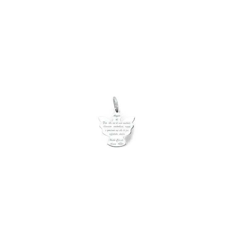 Ciondolo Angioletto con Preghiera Oro Bianco 18kt | 1,5cm