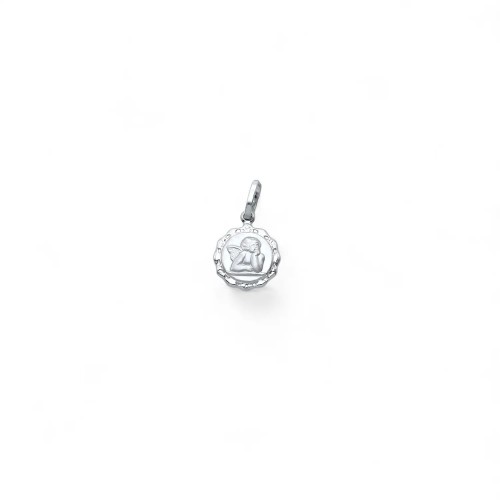 Ciondolo Angioletto Tondo Traforato Oro Bianco 18kt | 1,5cm