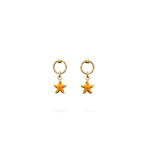 Orecchini Stella Marina Smalto Oro Giallo 18kt | 2cm
