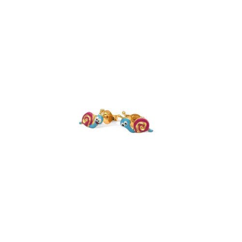 Orecchini Bottoncini Chiocciola Smalto Oro Giallo 18kt | 1cm