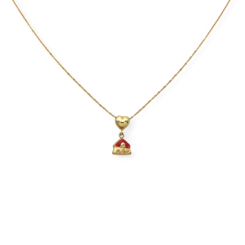 Collanina Casetta Smalto Oro Giallo 18kt | 40cm