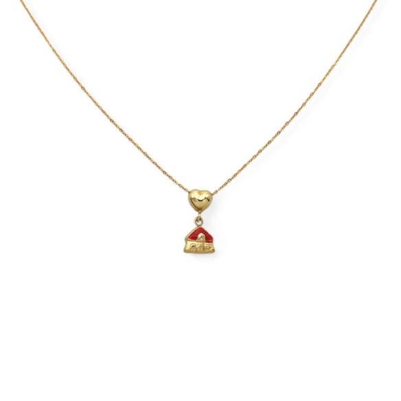 Collanina Casetta Smalto Oro Giallo 18kt | 40cm