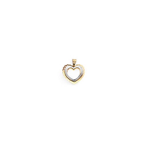 Ciondolo Cuore Bicolore Oro Giallo e Bianco 18kt | 2cm