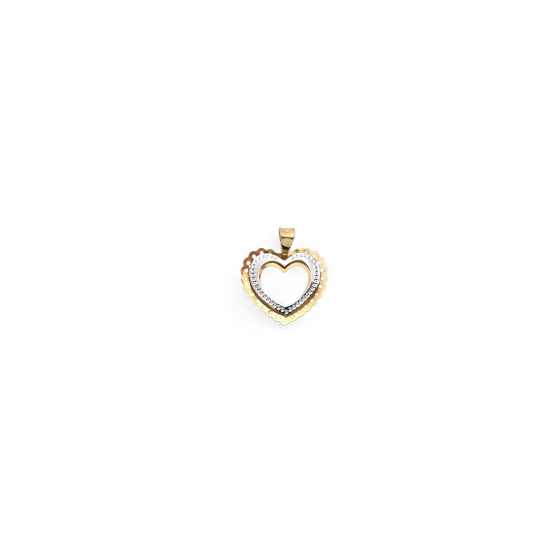 Ciondolo Cuore Bicolore Oro Giallo e Bianco 18kt | 2cm