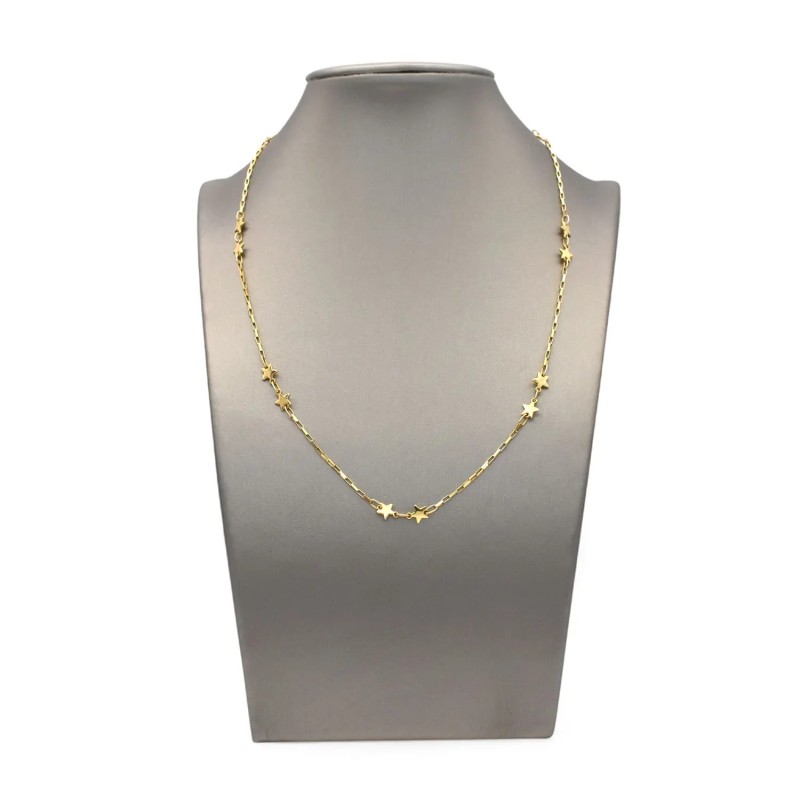 Collana Catenina con stelline alternate Oro Giallo 18kt | 42cm