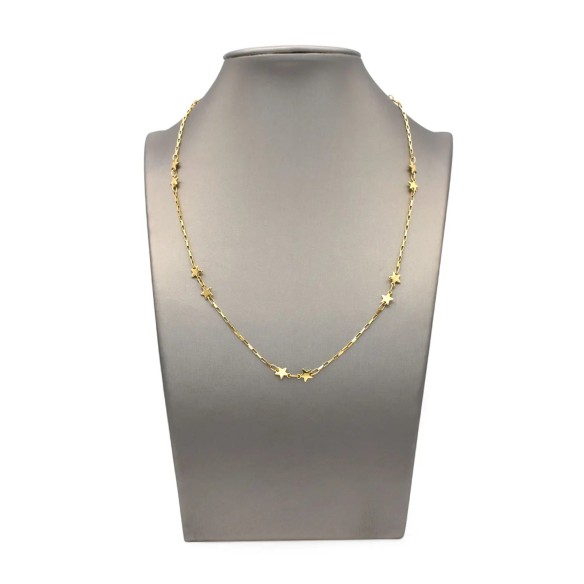 Collana Catenina con stelline alternate Oro Giallo 18kt | 42cm