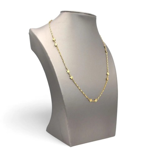 Collana Catenina con stelline alternate Oro Giallo 18kt | 42cm 2