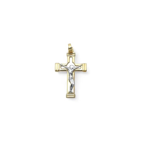 Crocifisso Bicolore Oro Giallo e Bianco 18kt | 5cm