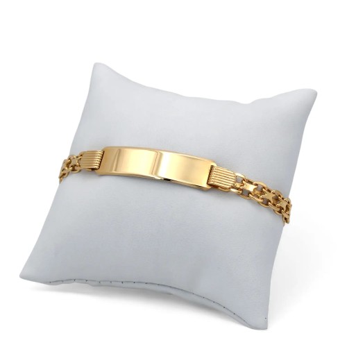 Men's 18kt Yellow Gold Wide Link Plate Bracelet | 22cm