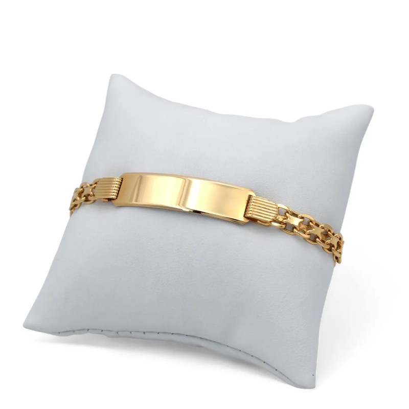 Men's 18kt Yellow Gold Wide Link Plate Bracelet | 22cm