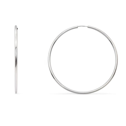 Orecchini a Cerchio Giganti Lisci Oro Bianco 18kt | Ø 6cm