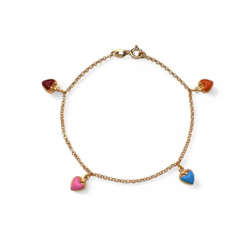 Pulsera de corazón esmaltado en oro amarillo de 18 kt | 18 cm | 2,7 g | Joyería Stella Maris