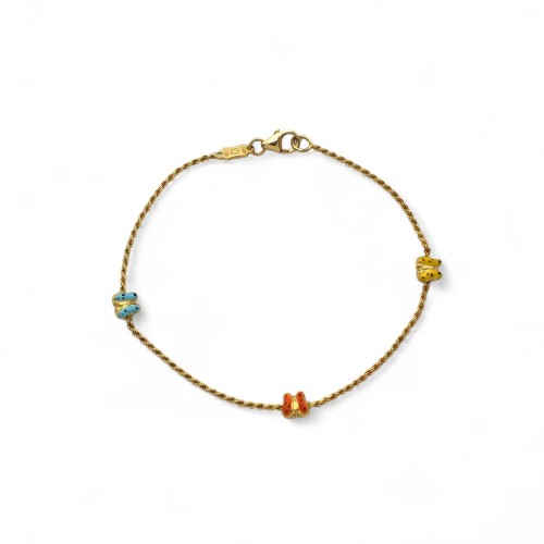 Pulsera de mariposa esmaltada en oro amarillo de 18 kt | 18 cm