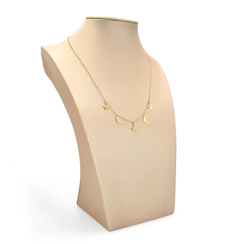 Collanina con Pendenti Stelle e Lune Oro Giallo 18kt | 42cm 2