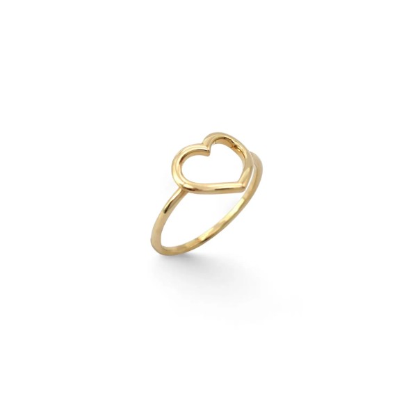 Anillo de corazón estilizado de oro amarillo de 18 quilates