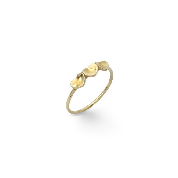 Anillo Tres Corazones en Oro Amarillo de 18 quilates, 1,5 g | Stella Maris