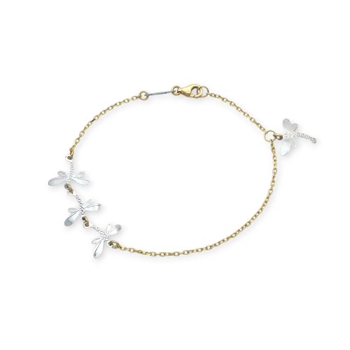 Bracciale Libellule Bicolore Oro Giallo e Bianco 18kt