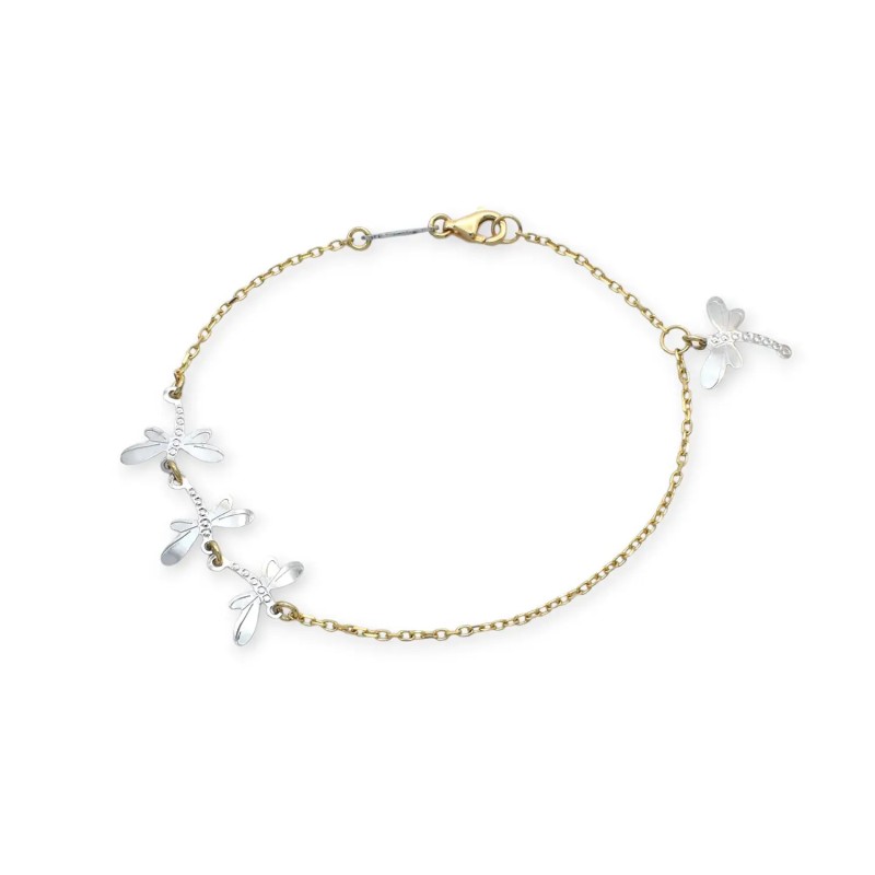Zweifarbiges Libellenarmband aus 18-karätigem Gelb- und Weißgold