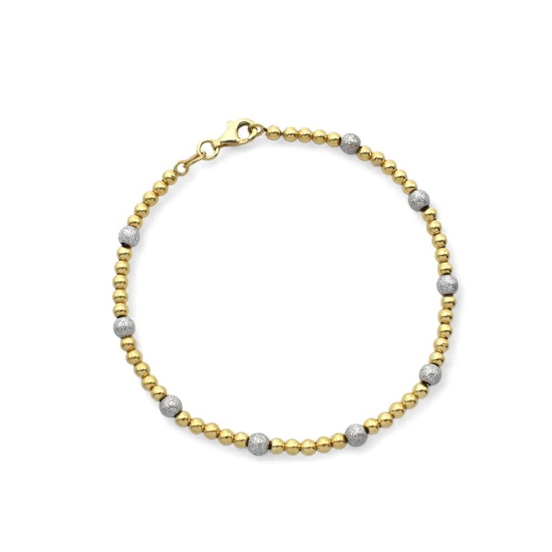Zweifarbiges Diamantkugelarmband aus 18-karätigem Gelb- und Weißgold.