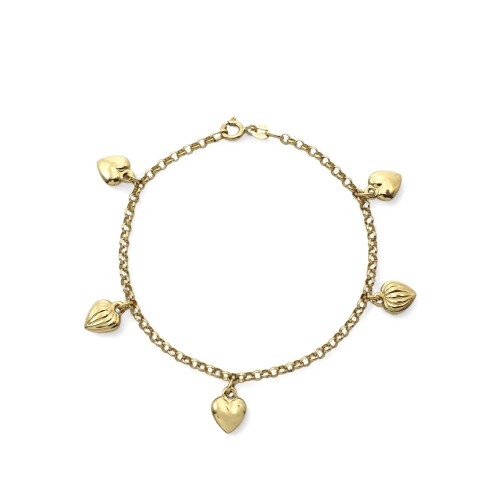 18-karätiges Gelbgold-Armband mit 5 Herzen, 6,3 g | Stella Maris