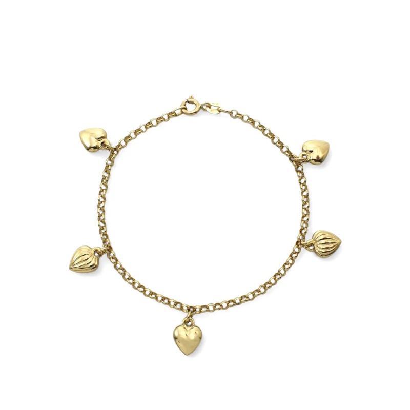 18-karätiges Gelbgold-Armband mit 5 Herzen, 6,3 g | Stella Maris