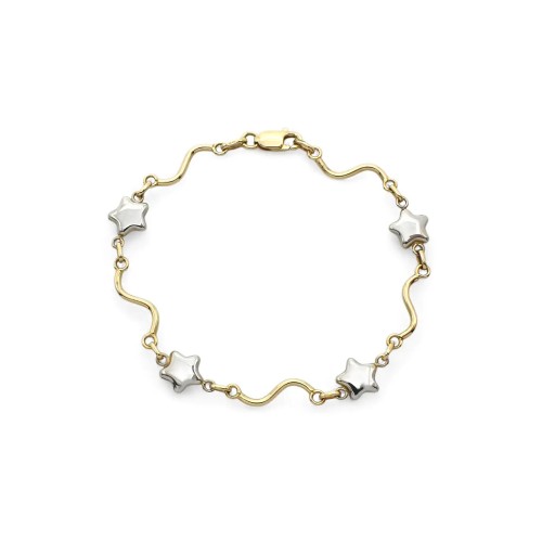 Bracciale Stelle Bicolore (Ondulato) Oro Giallo e Bianco 18kt