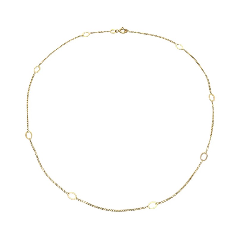 18kt Yellow Gold Gourmette and Alternating Oval Mesh Necklace
