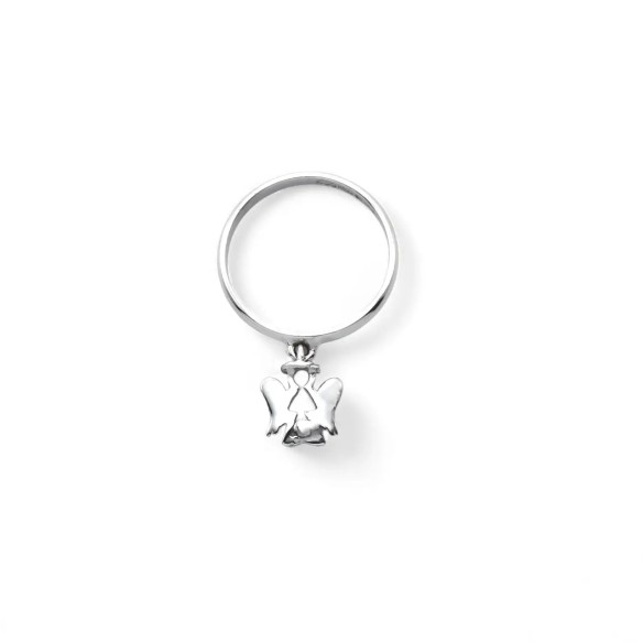 18kt White Gold Angel Charm Ring