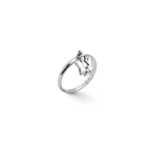 18kt White Gold Angel Charm Ring