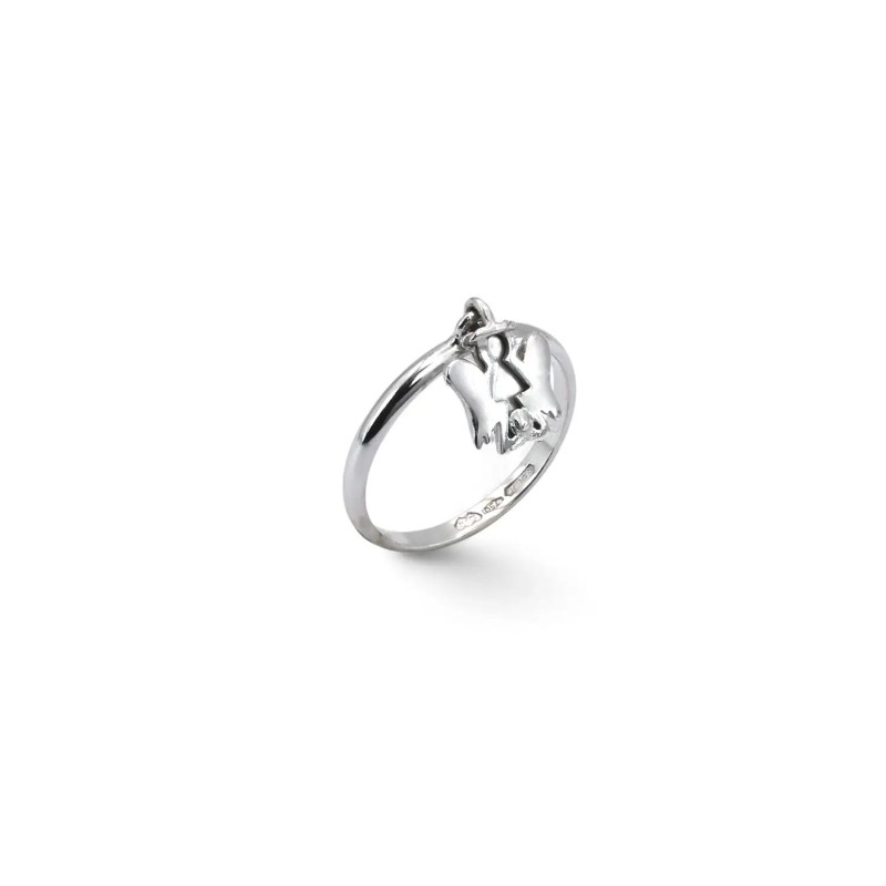 18kt White Gold Angel Charm Ring