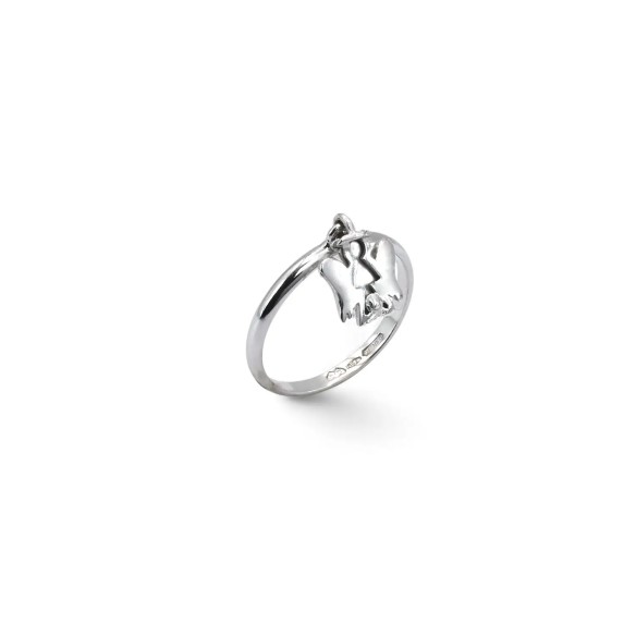 Anello con Charm Angioletto Oro Bianco 18kt