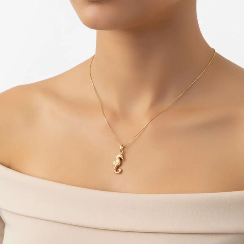 Ciondolo Cavalluccio Marino Lucido Oro Giallo 18kt