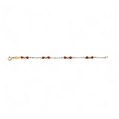 Pulsera de coral rojo y oro amarillo de 18 quilates para niñas