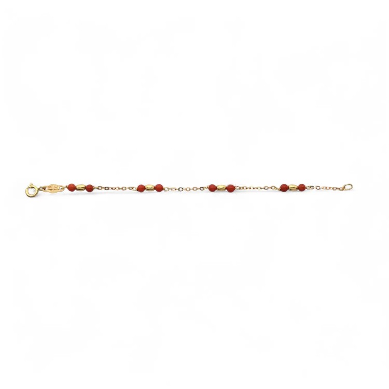 Bracciale Bimba/o Corallo Rosso e Oro Giallo 18kt