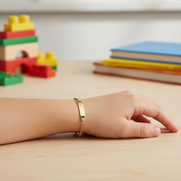 Bracciale Targhetta Junior Maglia Marina Oro Giallo 18kt