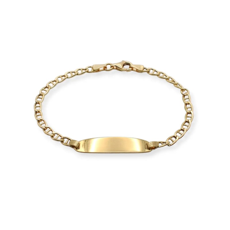 18kt Yellow Gold Junior Navy Mesh Tag Bracelet