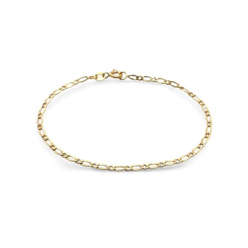 Pulsera Figaro fina de oro amarillo de 18 quilates | 19 cm