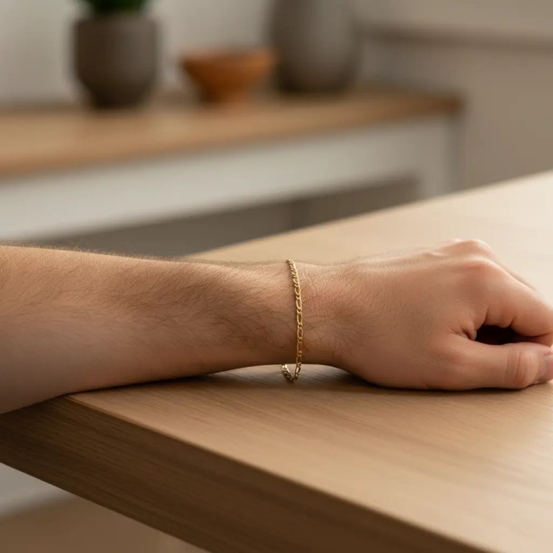 Schmale Figaro-Gliederarmband aus 18-karätigem Gelbgold | 19 cm