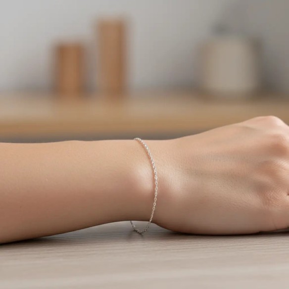 Forzatina-Mesh-Armband aus 18-karätigem Weißgold | 19 cm