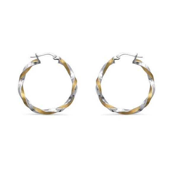 Two-Tone Hoop Earrings in 18kt Yellow and White Gold | Diameter: 3cm