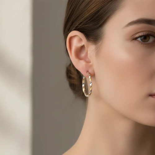 Two-Tone Hoop Earrings in 18kt Yellow and White Gold | Diameter: 3cm 2