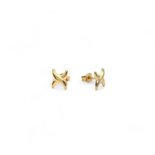 Stylized "X" Stud Earrings in 18kt Yellow Gold | Size 1 cm