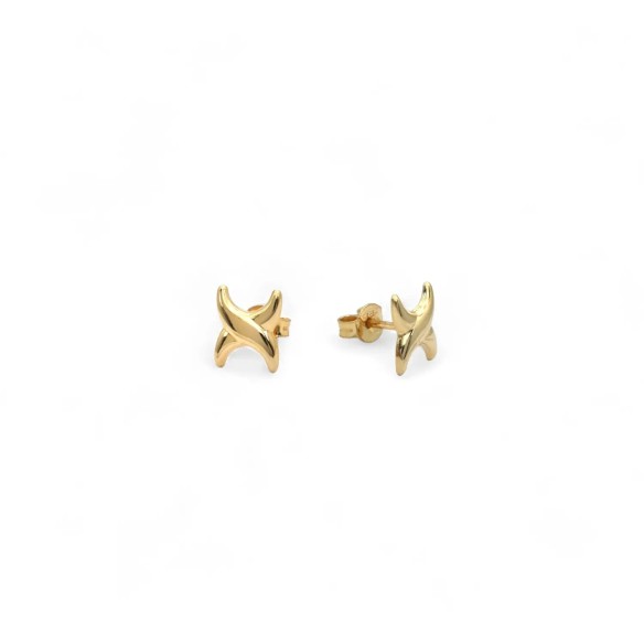 Stylized "X" Stud Earrings in 18kt Yellow Gold | Size 1 cm